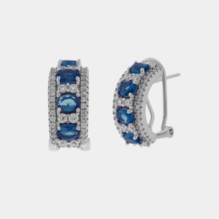 Orecchini in Argento 925 zirconi bianchi e blu