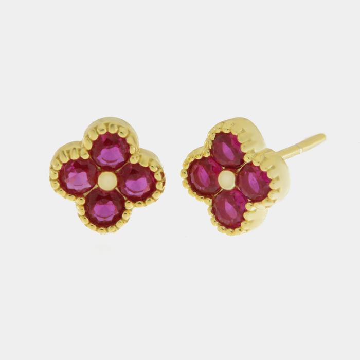 Orecchini in Argento 925 con fiore rosso