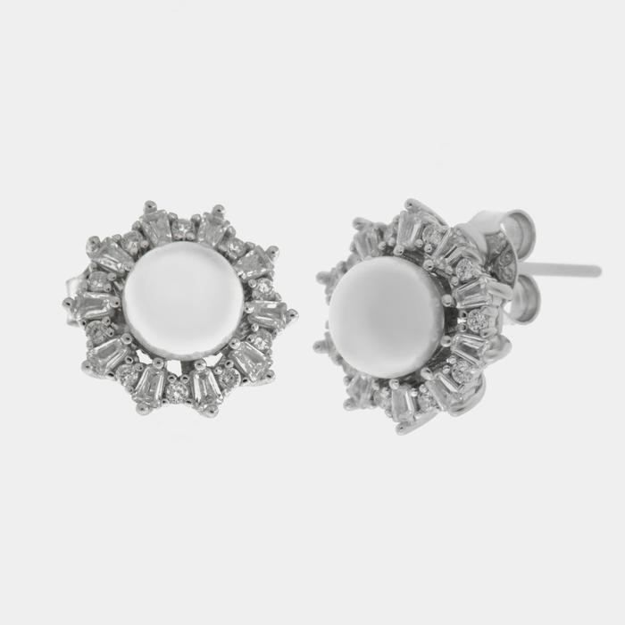 Orecchini in Argento 925 con perla impreziosita da zirconi