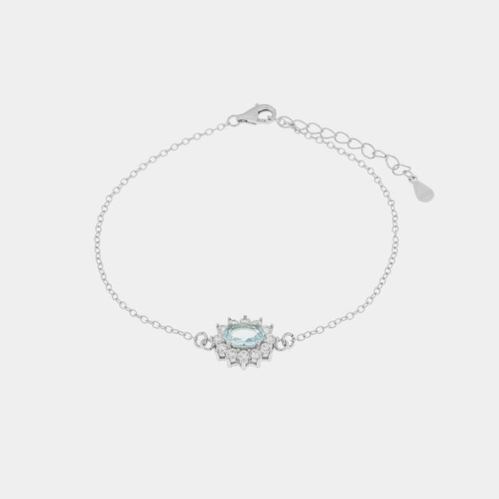 Bracciale in Argento 925 con zirconi bianchi e zircone centrale acqua