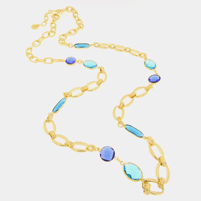 Collana in Metallo con cristalli blu