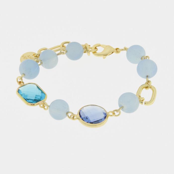 Bracciale in Metallo con perle e cristalli blu