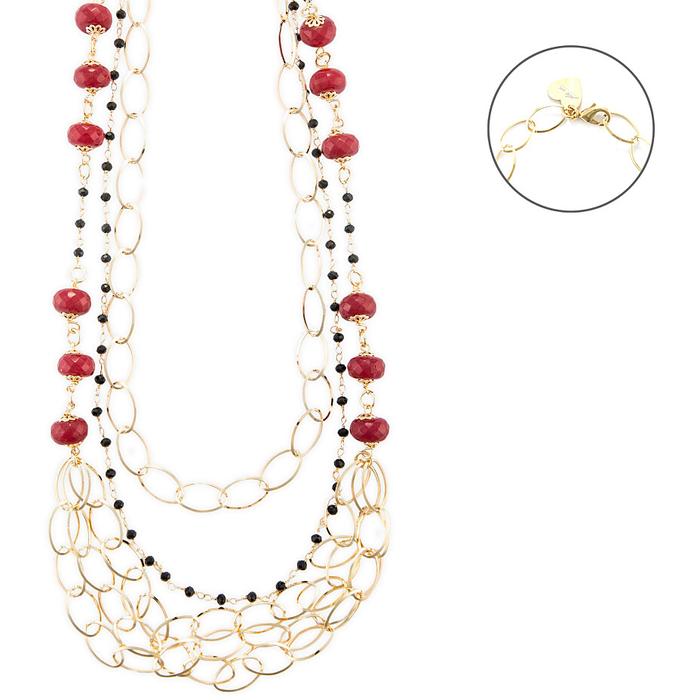 Collana rubellite rossa e onice