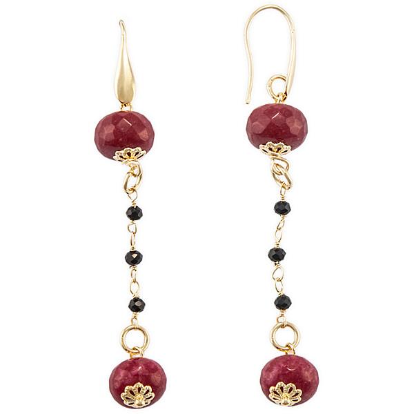 Orecchini rubellite rossa e onice