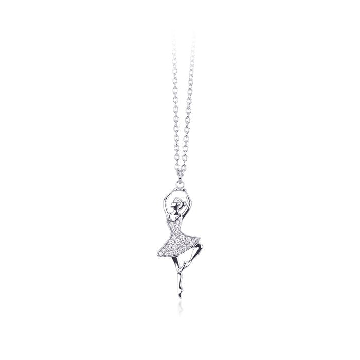 Girocollo pendente ballerina zirconi