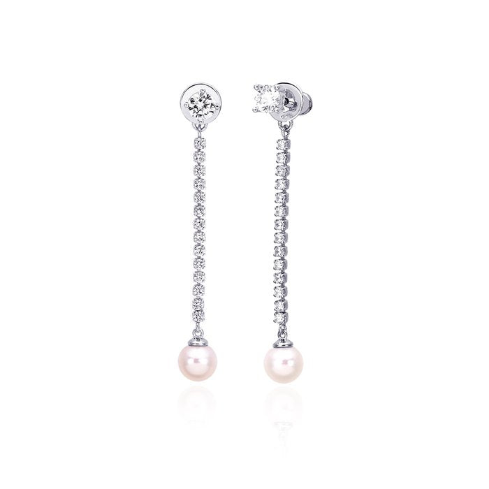 Orecchini ohrringe pendenti perla strass