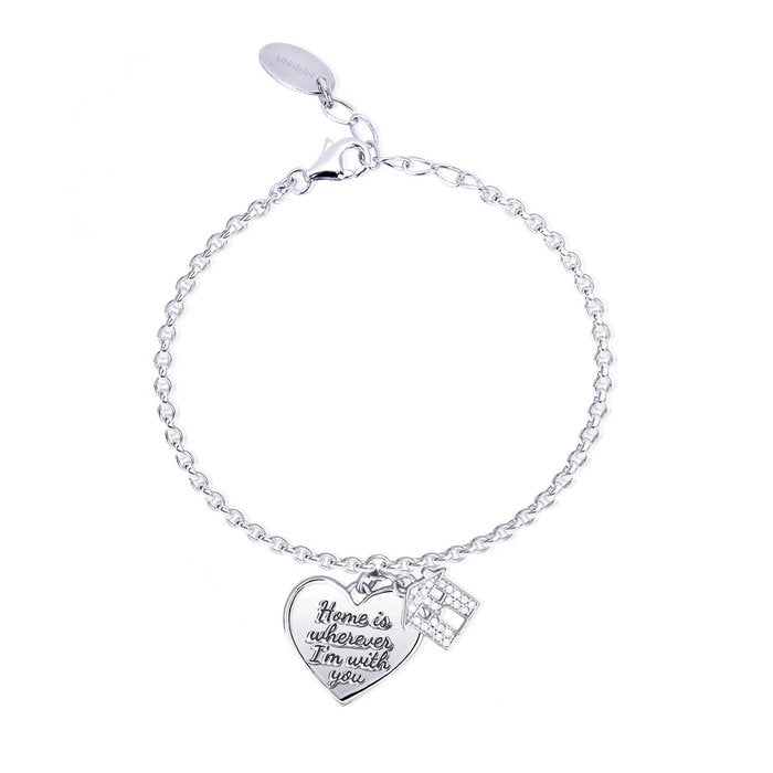 Bracciale armbander pendente cuore + casa strass