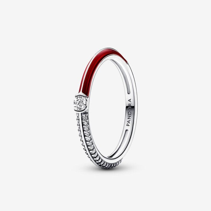 Anello Pietre Luminose & Smalto Rosso Pandora ME
