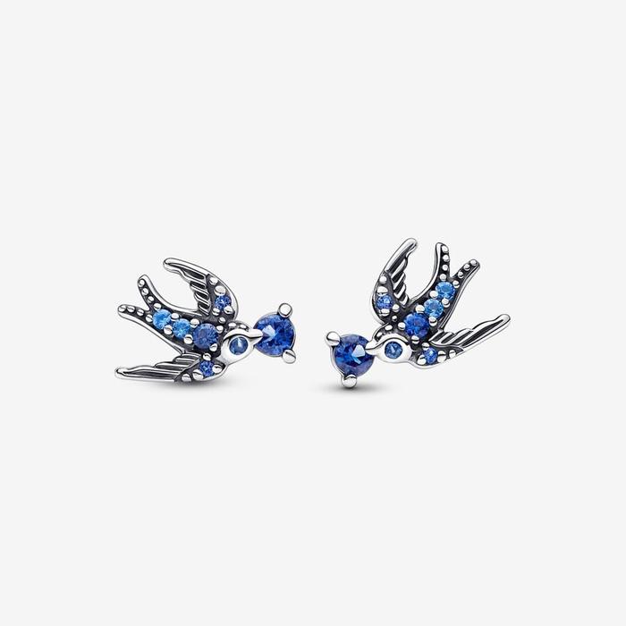 Orecchini a lobo Rondini Pietre Blu