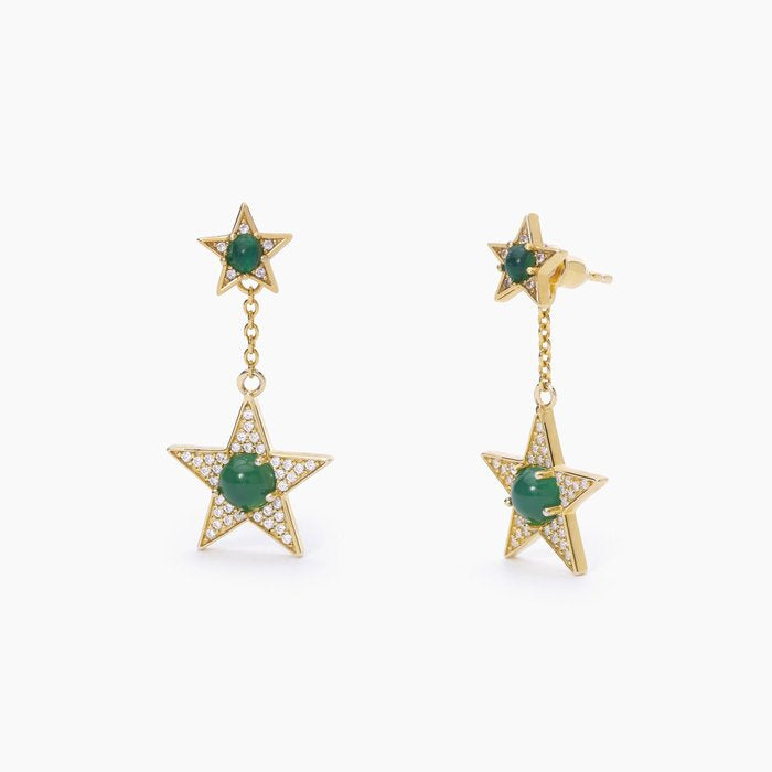 Orecchini stella dorato e agata verde STARLET