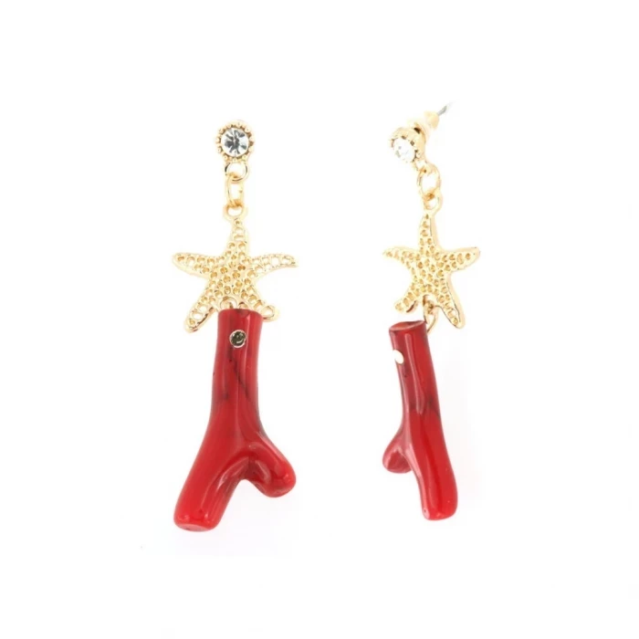 Orecchini in metallo con corallo rosso
