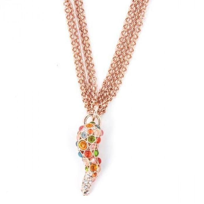Collana multifili corno multicolore pendente - gioielleriaperdichizzi.it