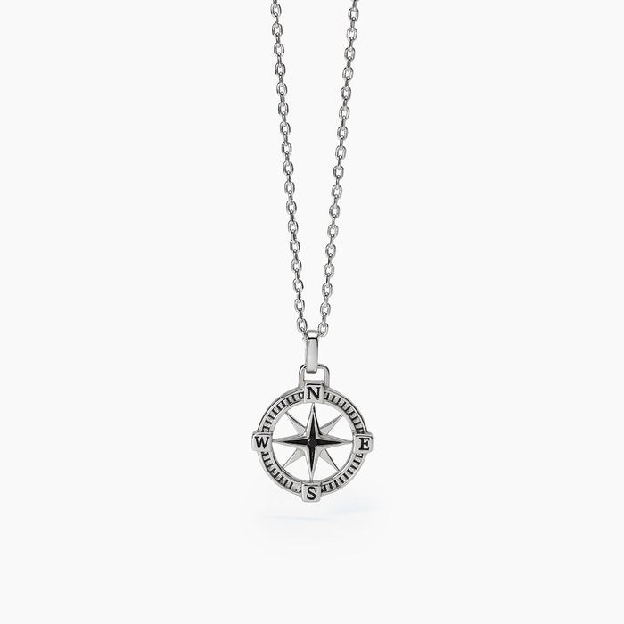 Collana in argento con rosa dei venti JOURNEY