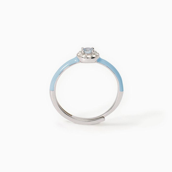 Anello in argento con smalto azzurro e acquamarina sintetica MILANESIENNE