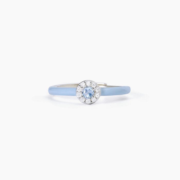 Anello in argento con smalto azzurro e acquamarina sintetica MILANESIENNE