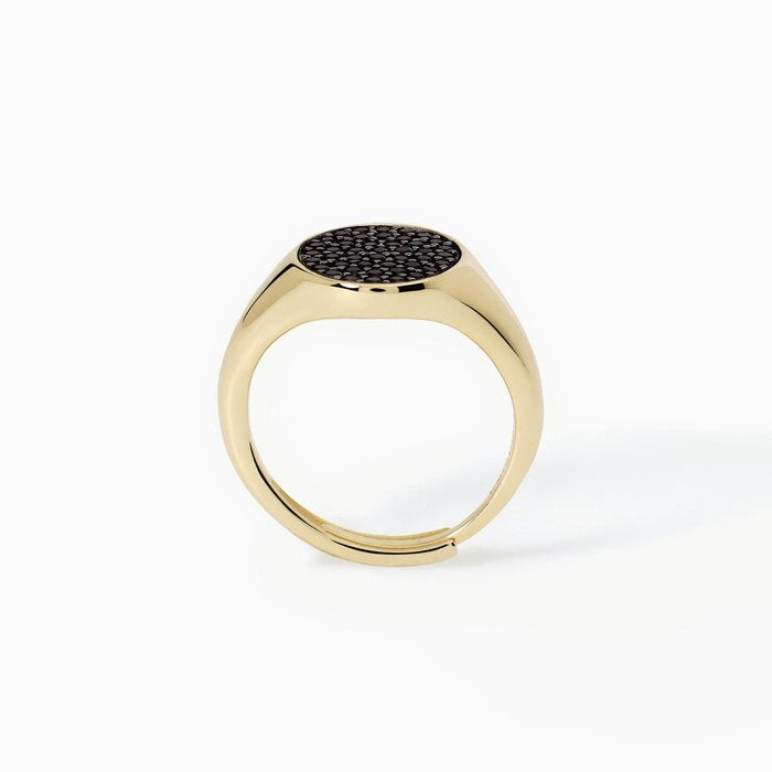 Anello chevalier con pavè nero CHEVALIER