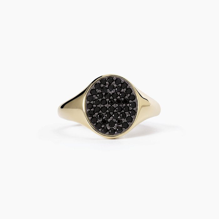 Anello chevalier con pavè nero CHEVALIER
