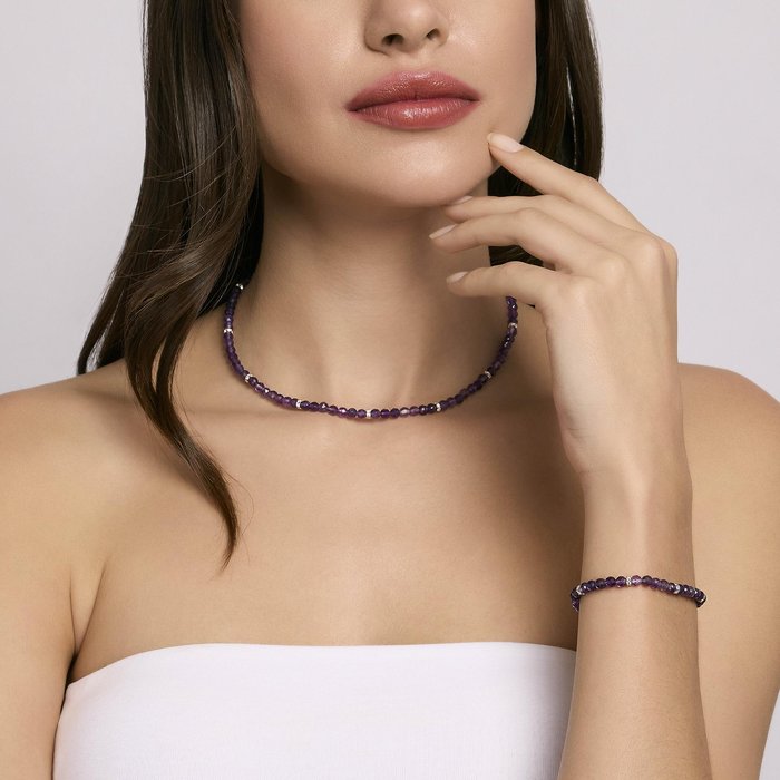 Bracciale in argento con ametista e cristalli bianchi COLOR CODE COLOR CODE