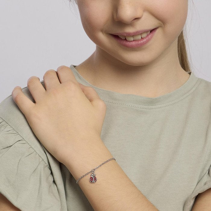 Bracciale in argento con coccinella smaltata FORTUNELLA