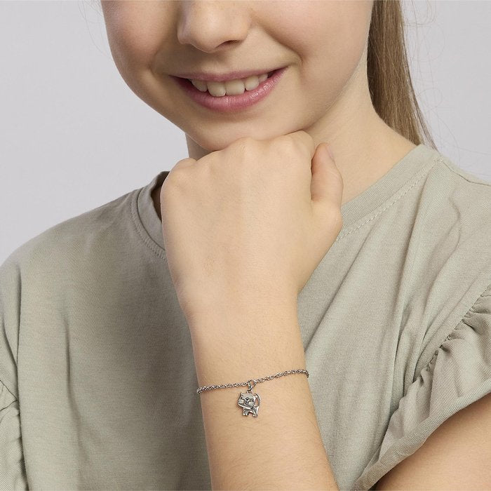Bracciale in argento con gattino pendente MIAO