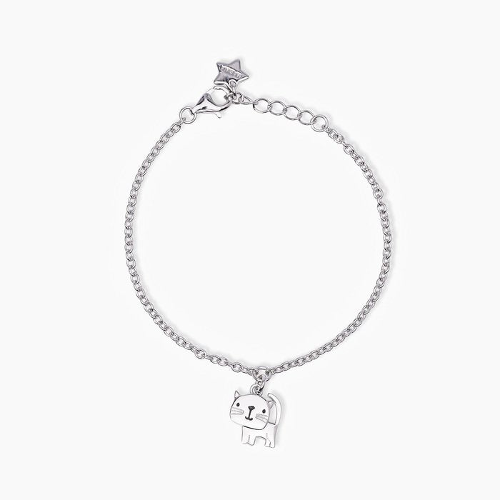 Bracciale in argento con gattino pendente MIAO