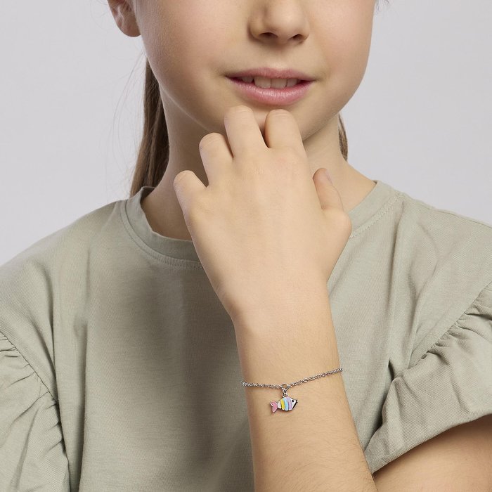 Bracciale in argento con pesciolino smaltato CORALLINO