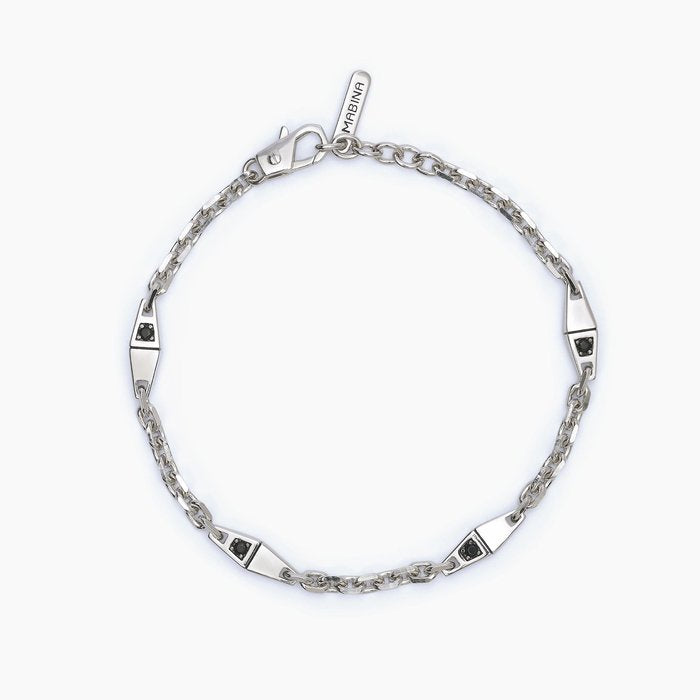 Bracciale con catena rolò e inserti neri MODERNISTA