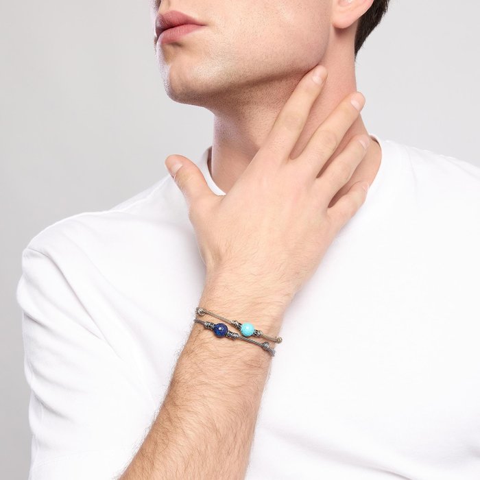 Bracciale con cordino sabbia e pietra turchese TROPICAL
