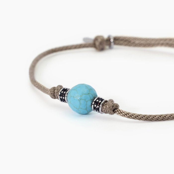 Bracciale con cordino sabbia e pietra turchese TROPICAL