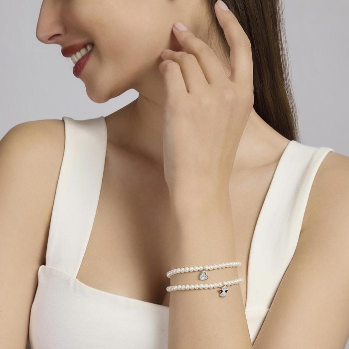 Bracciale con perle conchiglia e angelo in pavè MY ANGEL
