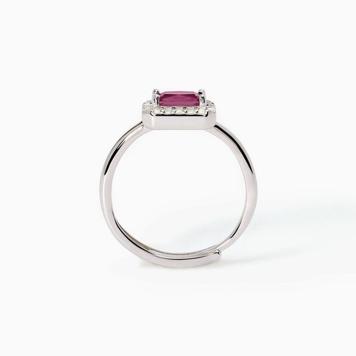 Anello in argento con rubino sintetico e zirconi COOL OR RÉTRO?