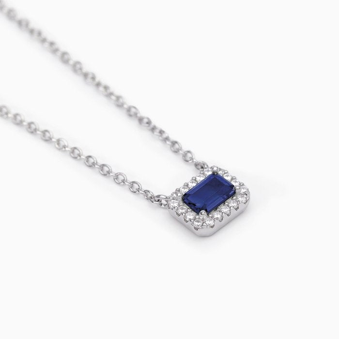Girocollo in argento con zaffiro sintetico taglio baguette COOL OR RÉTRO?
