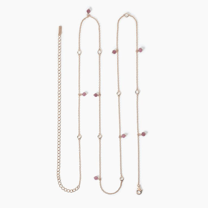 Catena girovita in argento rosato con tormalina rosa VIVA LA VIDA