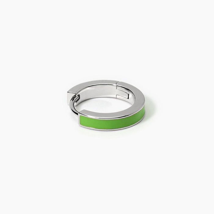 Orecchino in argento a cerchio con smalto verde COLOR BLOCK