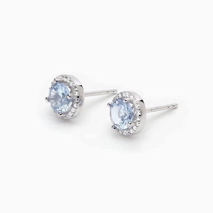 Orecchini in argento a lobo con acquamarina sintetica REVIVAL