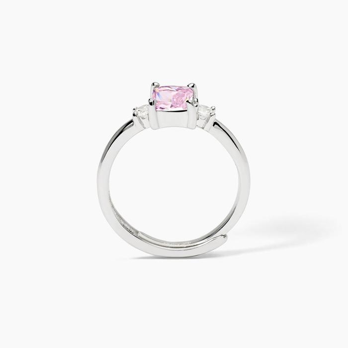 Anello in argento con zircone sintetico rosa BATTITO