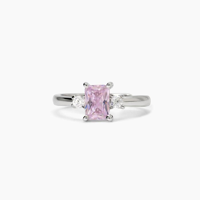 Anello in argento con zircone sintetico rosa BATTITO