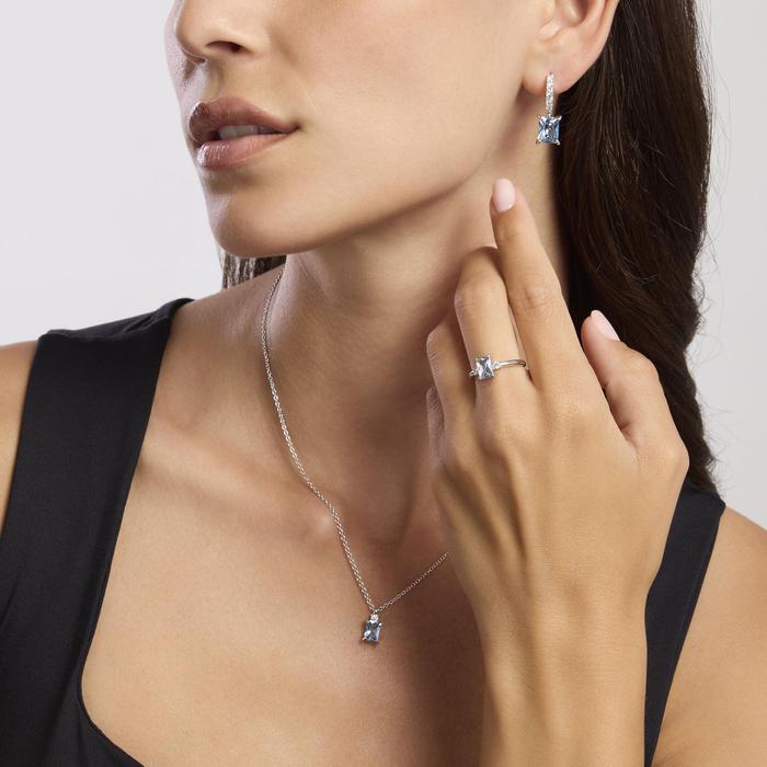 Anello in argento con acquamarina sintetica BATTITO