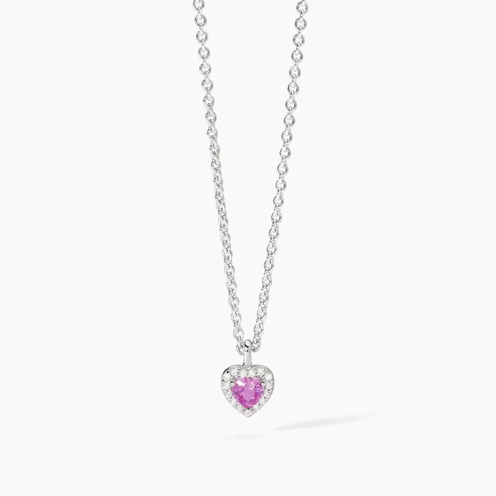 Girocollo in argento con tormalina sintetica a forma di cuore LOVE AFFAIR