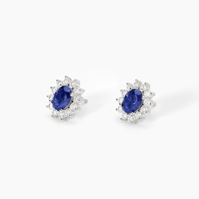 Orecchini in argento con zaffiro sintetico ovale COOL OR RÉTRO?