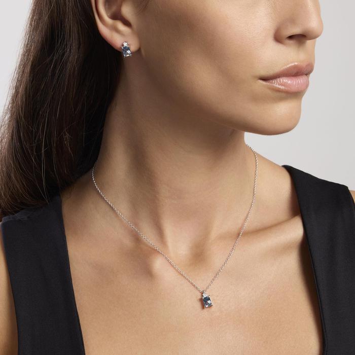 Orecchini in argento con acquamarina sintetica taglio princess BATTITO