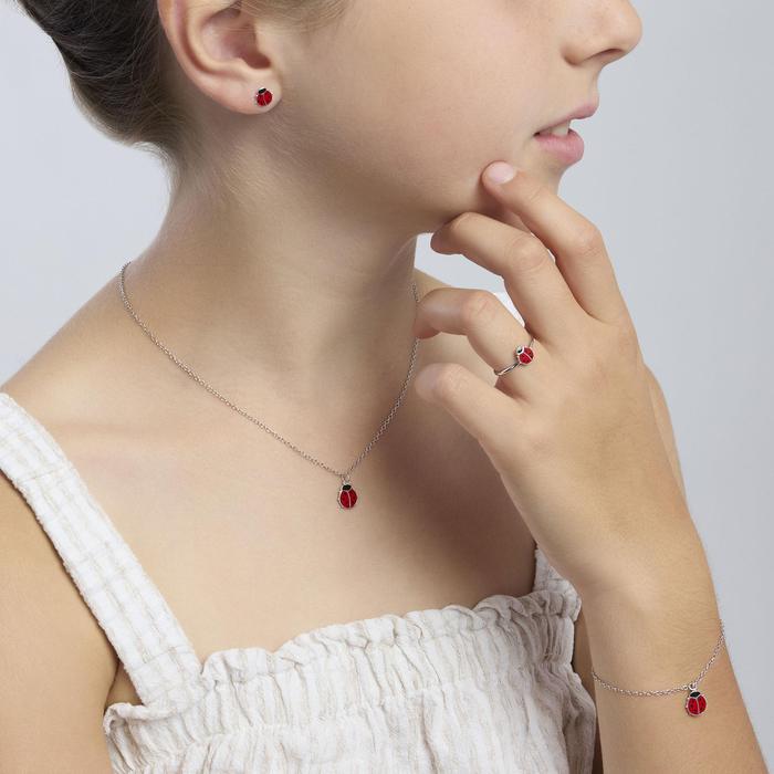 Girocollo in argento con coccinella FORTUNELLA