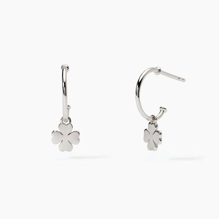 Orecchini in argento con cerchio e quadrifoglio CERCAMI