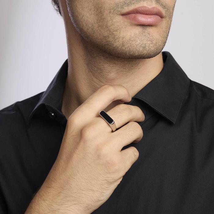 Anello in argento con agata nera THINK BLACK