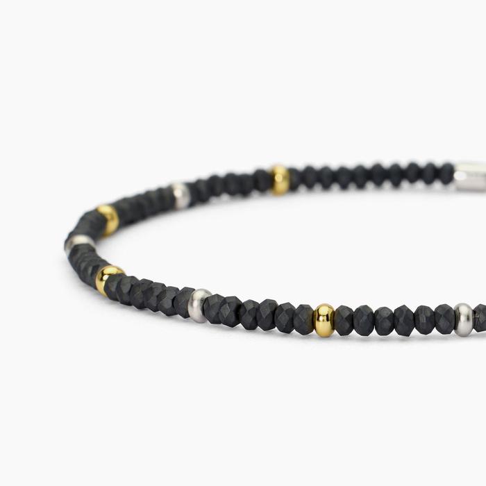 Bracciale in argento con ematite e inserti dorati ON ROAD