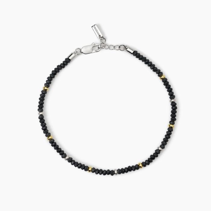 Bracciale in argento con ematite e inserti dorati ON ROAD