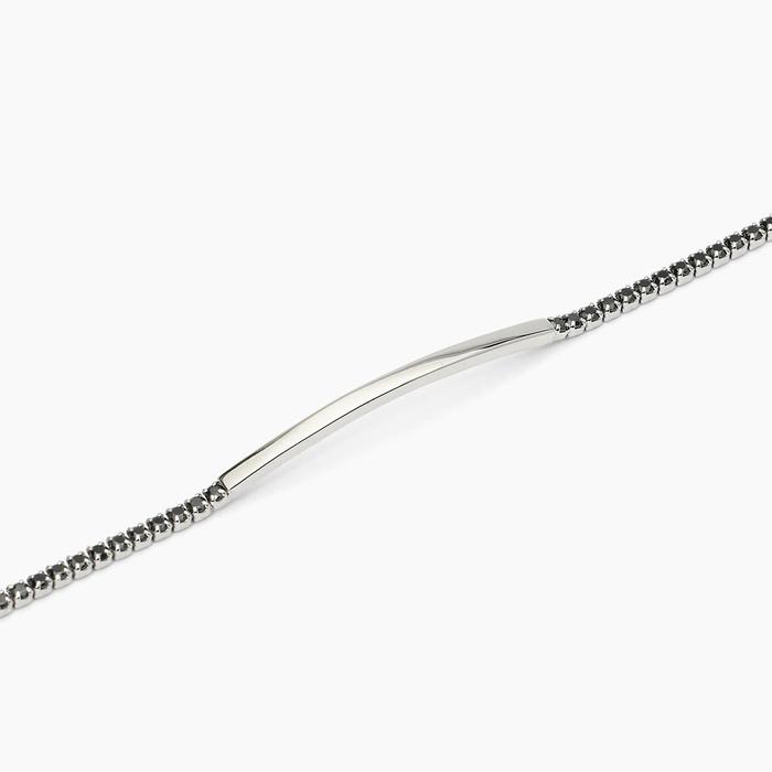 Bracciale in argento con piastra e zirconi neri GENTLEMAN