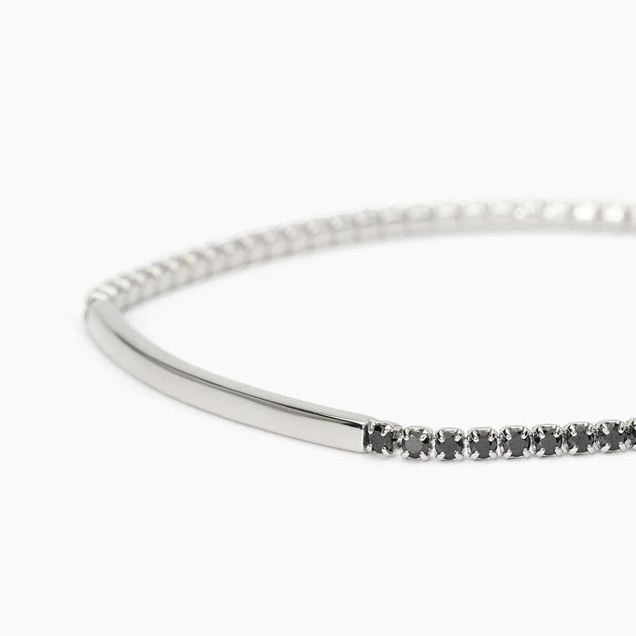 Bracciale in argento con piastra e zirconi neri GENTLEMAN