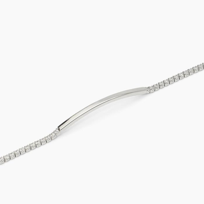 Bracciale in argento con piastra e zirconi bianchi GENTLEMAN