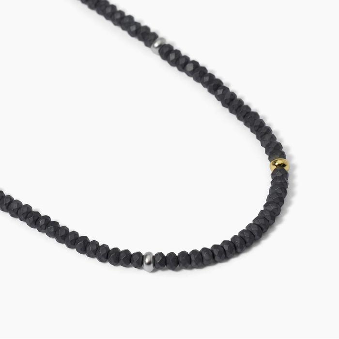 Collana in argento con ematite e inserti dorati ON ROAD